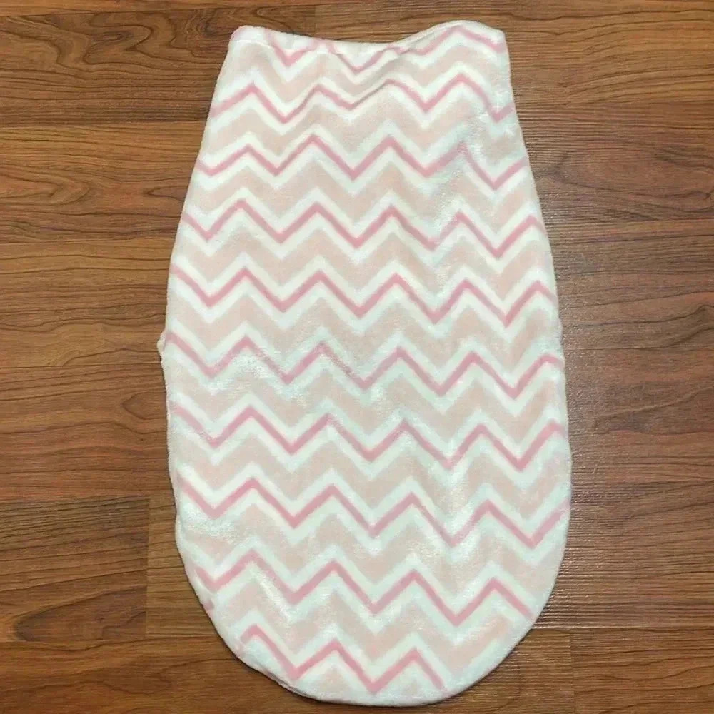 Little Beginnings Flannel Fleece Swaddle Sack, Floral Pink Chevron print - Picture 7 of 7